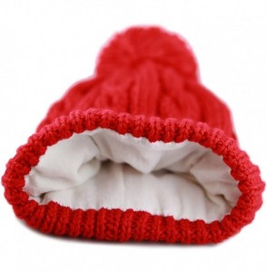 Skullies & Beanies Women Winter Oversized Chunky Thick Stretchy Knitted Pom Pom Beanie Fleece Lined Beanie Hat - 1. Curly Red...