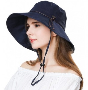 Sun Hats Packable Sun Bucket Uv Ponytail Hat Women Beach Safari Hiking Travel Bonnie 55-61cm - Navy_99024 - CG18DEDMELQ