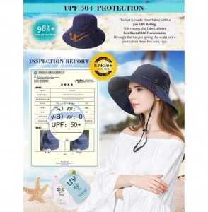 Sun Hats Packable Sun Bucket Uv Ponytail Hat Women Beach Safari Hiking Travel Bonnie 55-61cm - Navy_99024 - CG18DEDMELQ