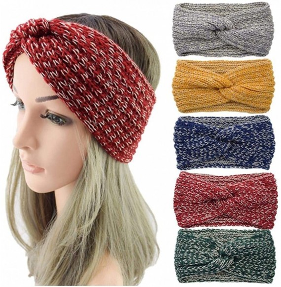 Cold Weather Headbands Women Knitted Hairband Crochet Twist Ear Warmer Winter Braided Head Wraps - Dark Gray - C71932LQYSA