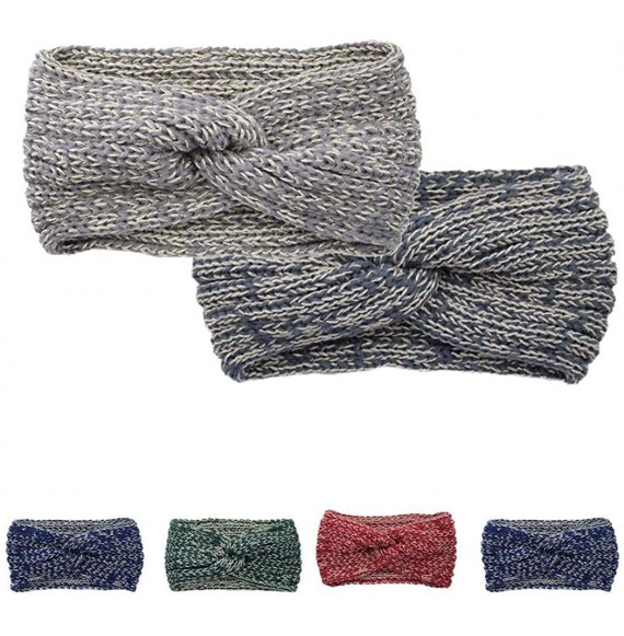 Cold Weather Headbands Women Knitted Hairband Crochet Twist Ear Warmer Winter Braided Head Wraps - Dark Gray - C71932LQYSA