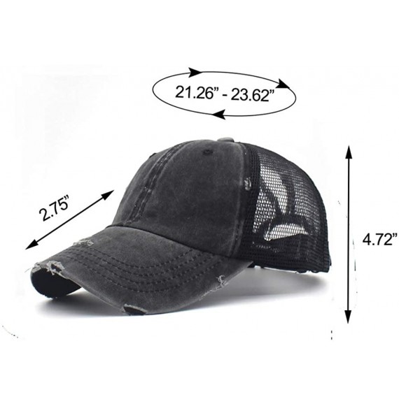 Baseball Caps Ponytail Baseball Adjustable Cotton Trucker - Ppc-washed(mesh)-black/Blue - CS194TEWS96