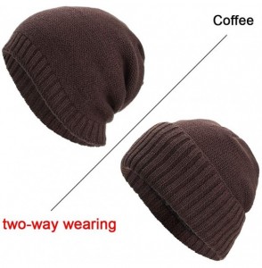 Skullies & Beanies Unisex Men Women Winter Knit Warm Hat Ski Baggy Slouchy Beanie Skull Cap - Coffee - CD18HT8L53Q