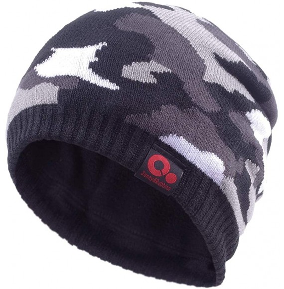 Skullies & Beanies Winter Beanies Fleece Lined Camo Knit Hat Ski Skull Cap for Men Women - Black - CX18AE5NNCE