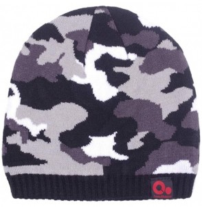 Skullies & Beanies Winter Beanies Fleece Lined Camo Knit Hat Ski Skull Cap for Men Women - Black - CX18AE5NNCE