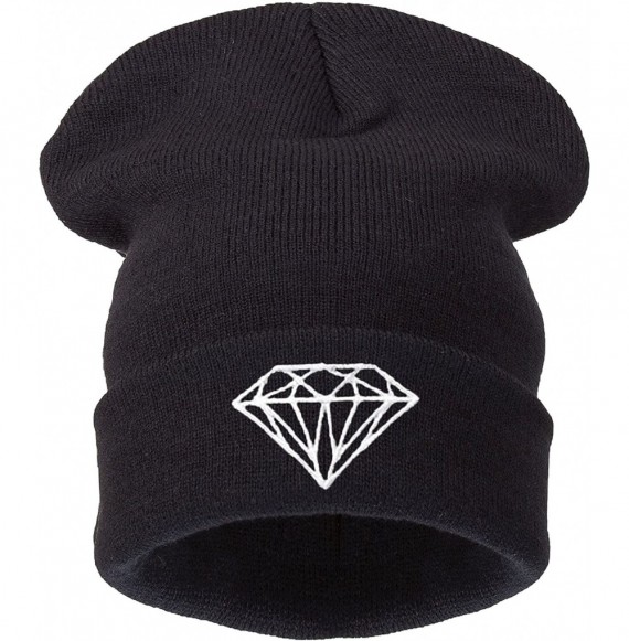 Skullies & Beanies Beanie Hat Women Men Winter Warm Black Bad Hair Day Oversized - Diamond Black - CE11IPRZOO9