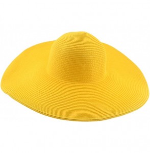 Sun Hats Wide Brim Roll-up Big Beautiful Solid Color Floppy Hat - Yellow - CL11YCP1BIB