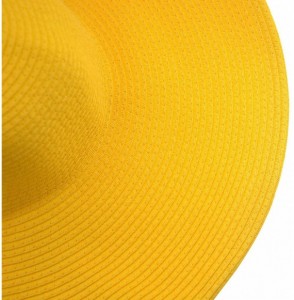 Sun Hats Wide Brim Roll-up Big Beautiful Solid Color Floppy Hat - Yellow - CL11YCP1BIB