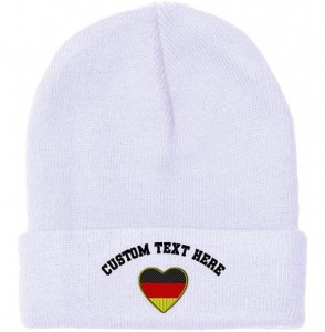 Skullies & Beanies Custom Beanie for Men & Women Heart Germany Flag Embroidery Skull Cap Hat - White - C818H5LR800