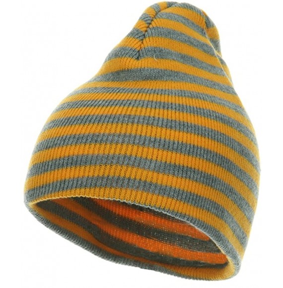 Skullies & Beanies Trendy Striped Beanie - Yellow Grey - C6114YSVEDD