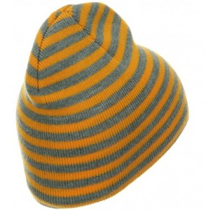 Skullies & Beanies Trendy Striped Beanie - Yellow Grey - C6114YSVEDD