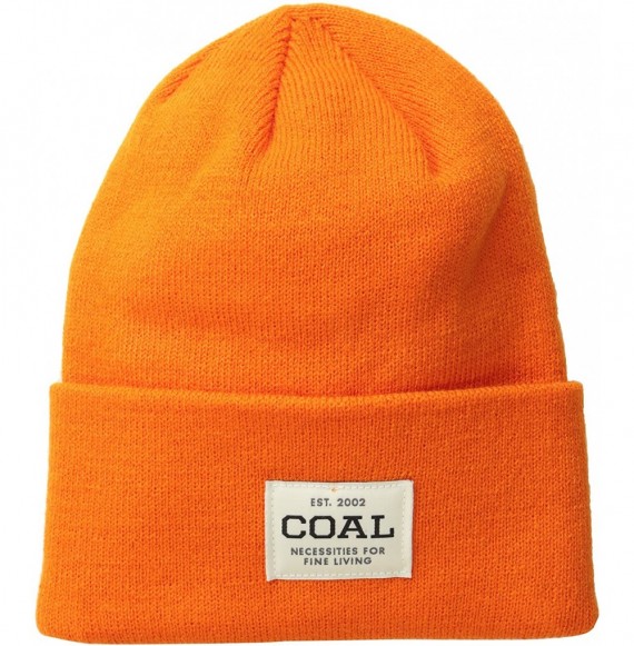 Skullies & Beanies Men's The Uniform Fine Knit Workwear Cuffed Beanie Hat - Orange - CS11J466U4D