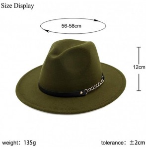 Fedoras Women's Wide Brim Fedora Panama Hat with Metal Belt Buckle - Green-2 - C618NOZQW8Z