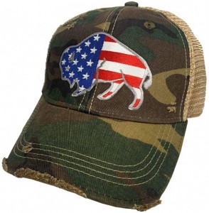 Baseball Caps Distressed Soft Mesh Snap Back Western Themed Women's Hat - American Flag Buffalo – Camo - CL18O3Z26MZ