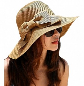 Sun Hats Women Floppy Straw Sunhat Wide Brim UV Protection Sun Hat Summer Sun Visor - Light Coffee - CU17YEHDZ8M