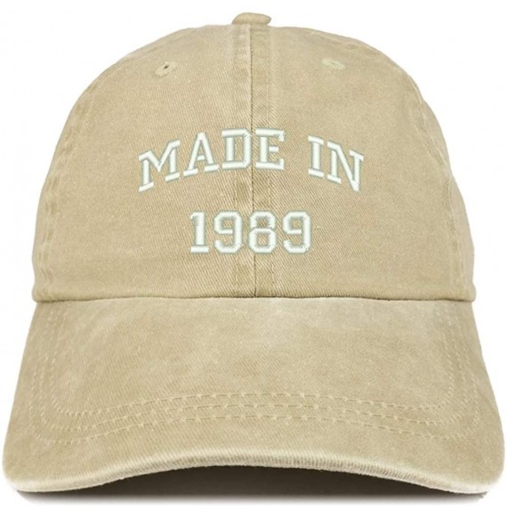 Baseball Caps Made in 1989 Text Embroidered 31st Birthday Washed Cap - Khaki - CE18C7HTXNQ