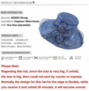 Sun Hats Women's Wedding Dress Church Hat Flowers Gauze Sun Derby Hat - Blue - CG183N80OA7