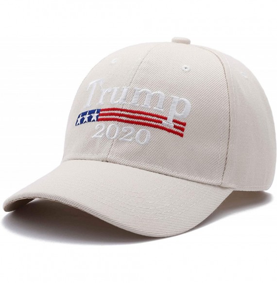 Baseball Caps Make America Great Again Hat Donald Trump 2020 USA Cap Adjustable - Beige - C4192KZW40U