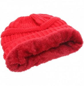 Skullies & Beanies Women's Soft Warm Stretch Ribbed Knit Winter Skull Cap Beanie Hat with Soft Sherpa Lining - Red - CS18KS2W7RD