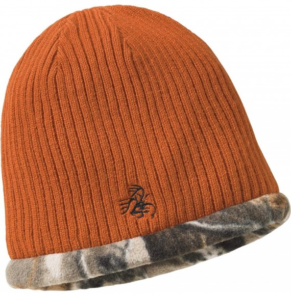 Skullies & Beanies Men's Trophy Buck Reversible Knit Camo Hat - Blaze Orange - C118A7Q7ECK