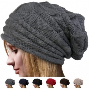 Skullies & Beanies Men's Women's Knit Crochet Snowboard Knit Beanie Caps Autumn Winter Long Beanie Hats - Gray - CX1282QG0L3