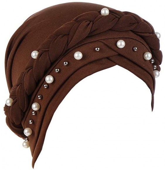 Skullies & Beanies Women Beading India Hat Muslim Ruffle Cancer Chemo Beanie Turban Wrap Cap Summer Best 2019 New - Coffee - ...