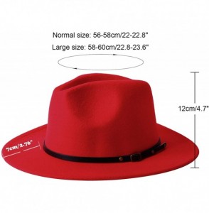 Fedoras Trend Red Black Patchwork Wool Felt Jazz Fedora Hat Casual Men Women Leather Strap Wide Brim Felt Hat Trilby - CX18WY...