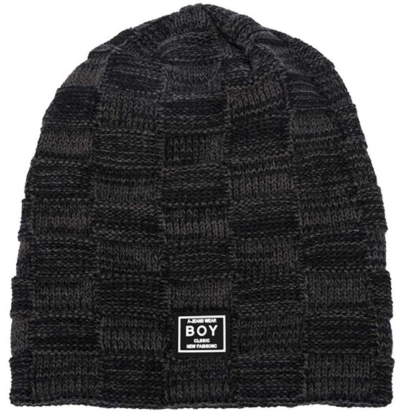 Skullies & Beanies Winter Warm Knitting Hats Wool Warm Hat Daily Slouchy hats Beanie Skull Cap - Black - CV187DNOAIL