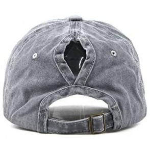 Baseball Caps Women's Retro Washed Cotton Twill Baseball Cap Ponytail Messy High Buns Ponycaps Adjustable Dad Hat - Gray - C7...