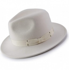 Fedoras Men's 2 1/2 Inch Wide Brim Wool Felt Fedora Hat H70 - Ivory White - C5192E6YENA