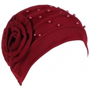 Skullies & Beanies Women Winter Beading Floral - Wine - C218K4LRY9L