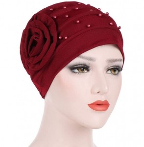 Skullies & Beanies Women Winter Beading Floral - Wine - C218K4LRY9L