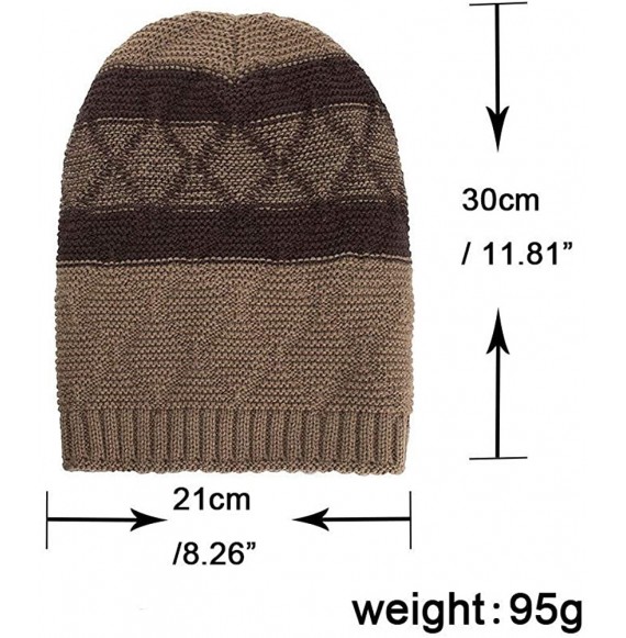 Skullies & Beanies Warm Oversized Chunky Soft Oversized Cable Knit Slouchy Beanie Winter Warm Knit Hat Skull Cap - Khaki 2 - ...