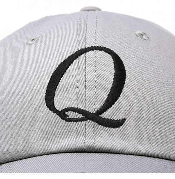 Baseball Caps Initial Hat Letter Q Womens Baseball Cap Monogram Cursive Embroider - Gray - CP18U7ZDZC6