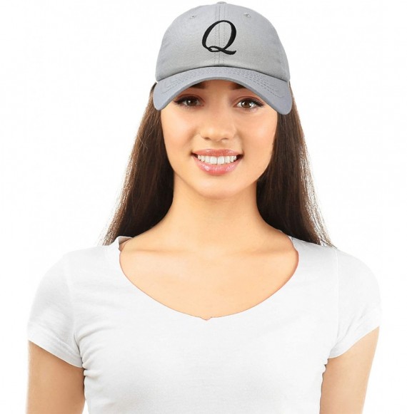 Baseball Caps Initial Hat Letter Q Womens Baseball Cap Monogram Cursive Embroider - Gray - CP18U7ZDZC6