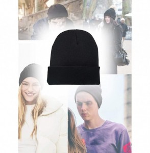 Skullies & Beanies Beanie Hat Winter Warm Knit Hats Cold Weather Skull Cap for Men Women - Knit Black - CU192D6DLW6