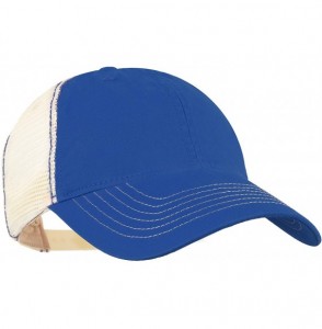 Baseball Caps Cotton Twill Deluxe Super Soft Mesh Adjustable Snapback Low Profile Trucker Baseball Cap - Mesh-royal/Stone - C...