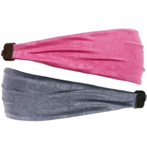 Headbands Adjustable & Stretchy Crushed Xflex Wide Headbands for Women Girls & Teens - D Grey & Rose Crushed 2pk - CJ1827UOW47