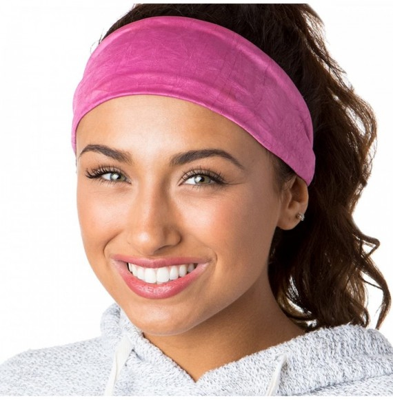 Headbands Adjustable & Stretchy Crushed Xflex Wide Headbands for Women Girls & Teens - D Grey & Rose Crushed 2pk - CJ1827UOW47