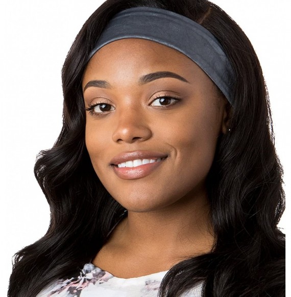 Headbands Adjustable & Stretchy Crushed Xflex Wide Headbands for Women Girls & Teens - D Grey & Rose Crushed 2pk - CJ1827UOW47