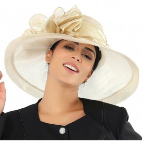 Sun Hats Women Hats Summer Big Hat Wide Brim Top Flower White Black - Gold - C9180GTL878