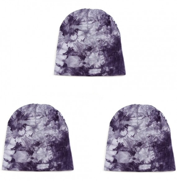 Skullies & Beanies 3 pcs. Bright Tie Dye Skull Cap Beanie 406HB - 3 Pcs Gry+gry+gry - CG11VSTM6ZL