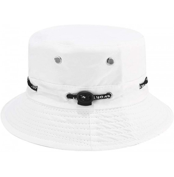 Bucket Hats Eyelets Bucket Hat Packable Strap Outdoor Sun Protection Hat - White - CV18XL3IXTM