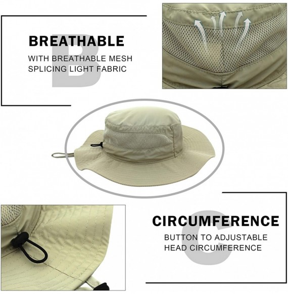 Sun Hats Fishing Hat Anti-UV Breathable Light Protection Hat Wide Brim Beach Hat - Khiki - CM18OZ5X8SL