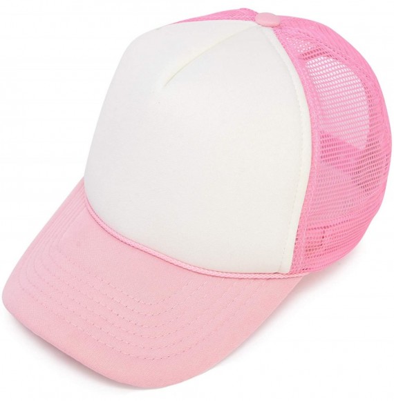 Baseball Caps Two Tone Trucker Hat Summer Mesh Cap with Adjustable Snapback Strap - Pink White - C7119512Q45