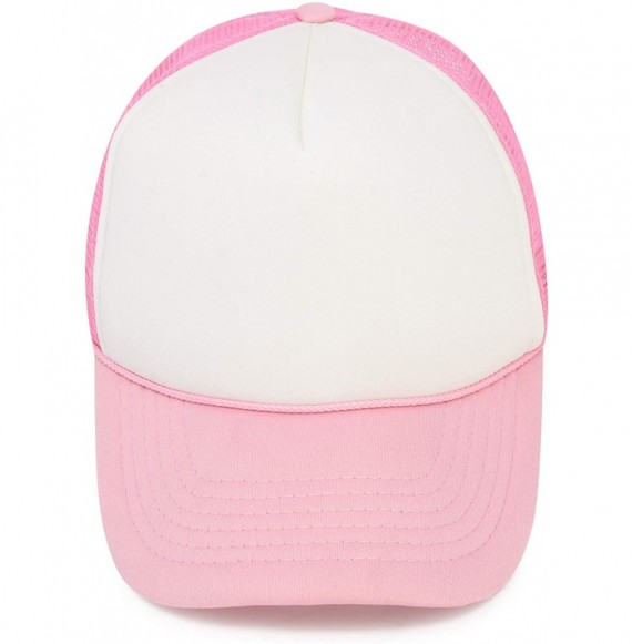 Baseball Caps Two Tone Trucker Hat Summer Mesh Cap with Adjustable Snapback Strap - Pink White - C7119512Q45