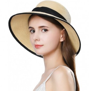 Packable UPF Straw Sunhat Women Summer Beach Travel Hat Ventilated w ...