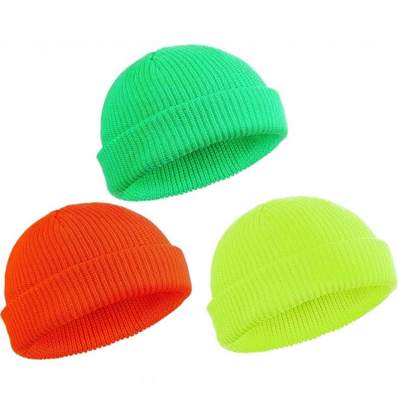 Skullies & Beanies Trawler Beanie Watch Hat Roll up Edge Skullcap Fisherman Beanie for Men Women - Yellow- Green- Orange - C0...