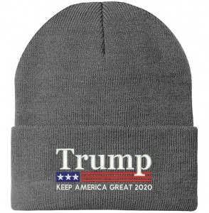 Skullies & Beanies Trump Keep America Great 2020 Flag Embroidered Winter Knitted Long Beanie - Grey - CN18X5NMAK9