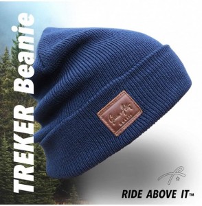 Skullies & Beanies Fold Up Beanie - Cuffed Acrylic Hat Beanies for Women or for Men - Dark Blue - CH18T7TUSKZ